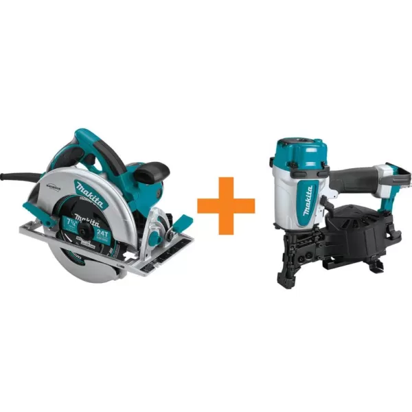 Makita 15 Amp 7-1/4 in. Lightweight Magnesium Circular Saw with bonus 15-Degree 1-3/4 in. Pneumatic Coil Roofing Nailer