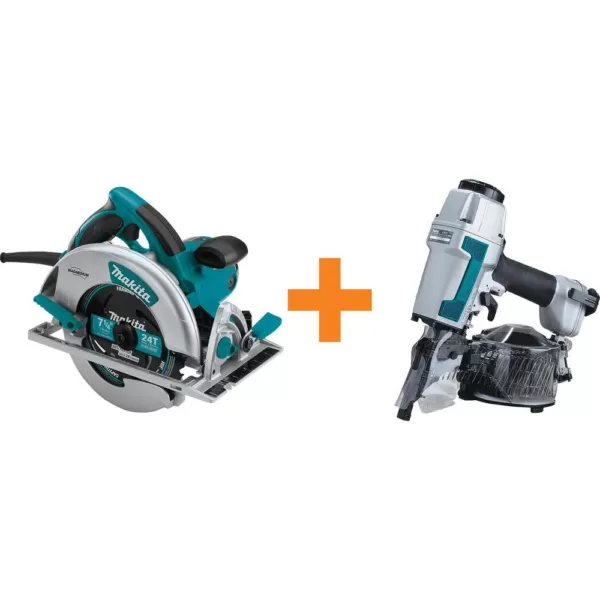 Makita 15 Amp 7-1/4 in. Lightweight Magnesium Circular Saw with bonus 2-1/2 in. 15-Degree Siding Coil Nailer