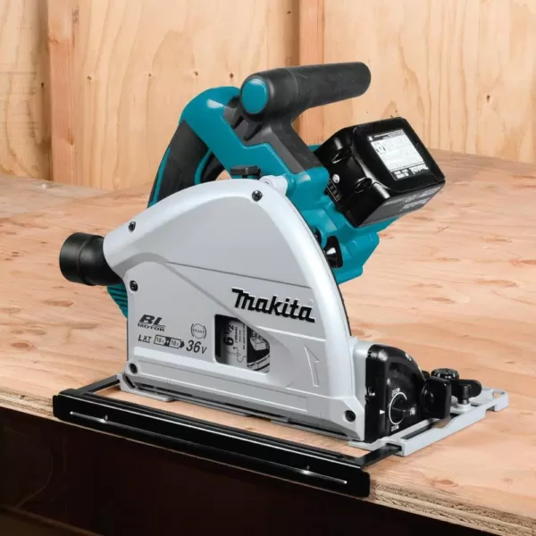 Makita 18-Volt X2 LXT (36V) Brushless 6-1/2 in. Plunge Circ Saw Kit (5.0 Ah) w/55 in. Guide Rail and Guide Rail Clamp (2-Pack)