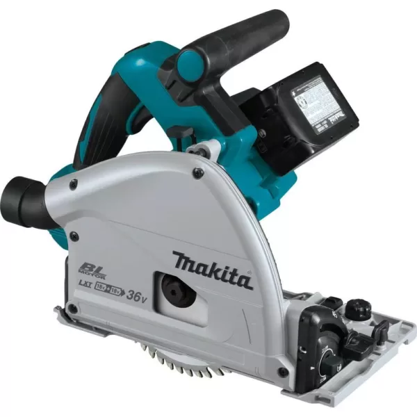 Makita 18-Volt X2 LXT (36V) Brushless 6-1/2 in. Plunge Circ Saw Kit (5.0 Ah) w/55 in. Guide Rail and Guide Rail Clamp (2-Pack)