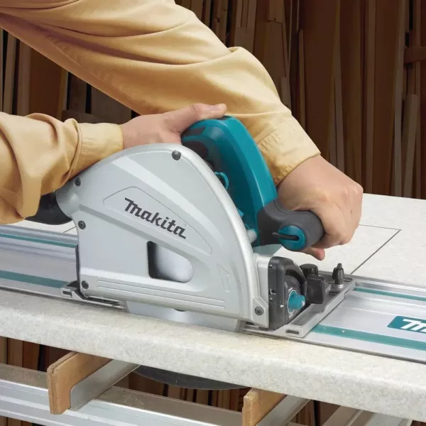 Makita 18-Volt X2 LXT Lithium-Ion (36V) Brushless 6-1/2 in. Plunge Circular Saw Kit 5.0Ah with bonus 39 in. Metal Guide Rail