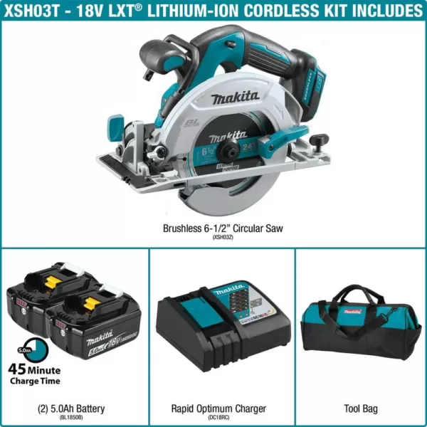 Makita 18-Volt 5.0Ah LXT Lithium-Ion Brushless Cordless 6-1/2 in. Circular Saw Kit