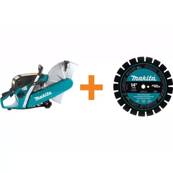 Makita 14 in. 61 cc Gas Saw with Bonus 14 in. Blade Diameter Segmented, Dual Purpose