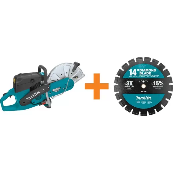 Makita 5.1 HP 73 cc 14 in. Gas Saw with bonus 14 in. Segmented Rim Dual Purpose Diamond Blade