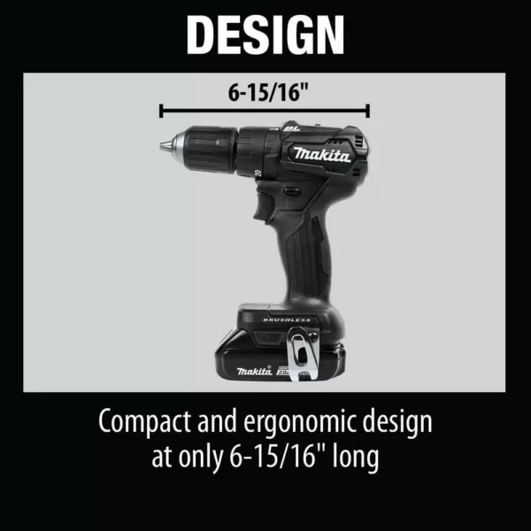 Makita 18-Volt 2.0Ah LXT Lithium-Ion Sub-Compact Brushless Cordless 1/2 in. Hammer Driver Drill Kit