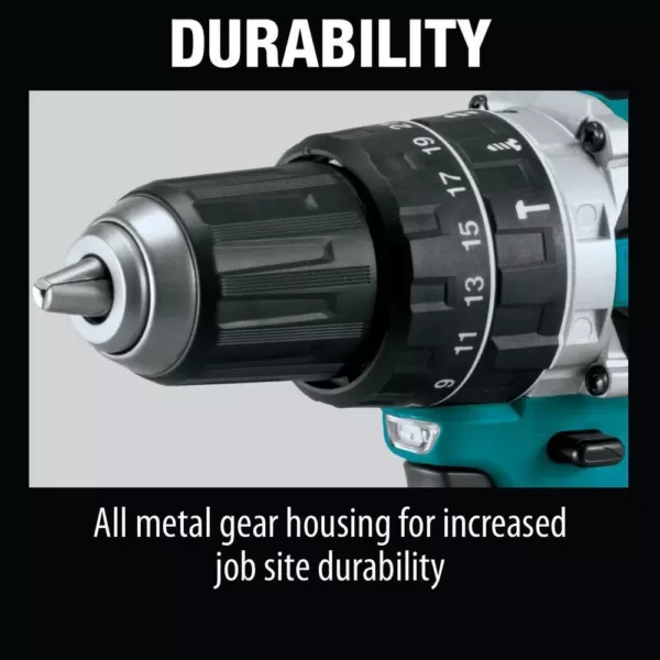 Makita 18V LXT Lithium-Ion Compact Brushless Cordless 1/2 in. Hammer Driver-Drill Kit with (2) 2.0Ah Batteries, Charger and Bag