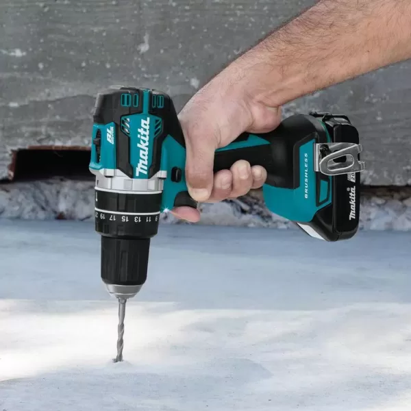 Makita 18V LXT Lithium-Ion Compact Brushless Cordless 1/2 in. Hammer Driver-Drill Kit with (2) 2.0Ah Batteries, Charger and Bag