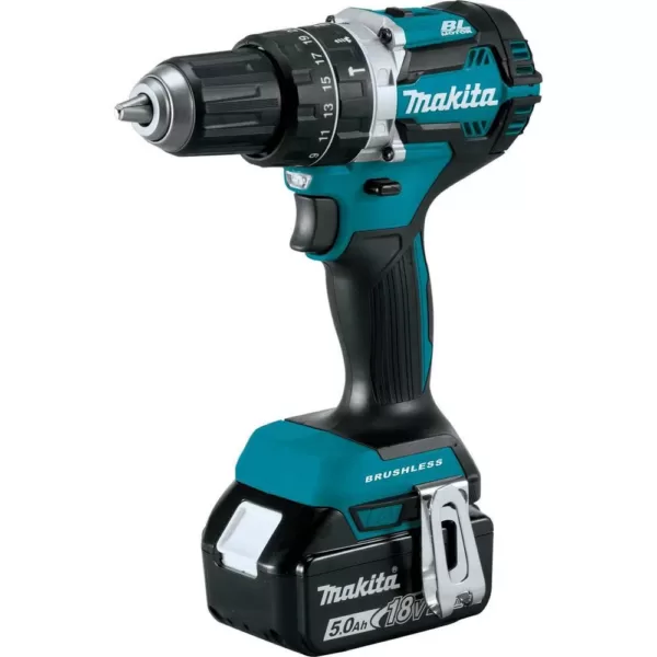 Makita 18-Volt 5.0 Ah LXT Lithium-Ion Compact Brushless Cordless 1/2 in. Hammer Driver-Drill Kit