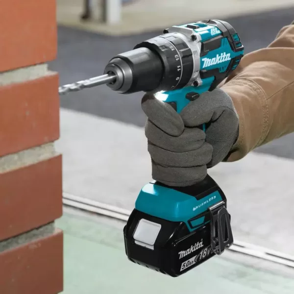 Makita 18-Volt 5.0 Ah LXT Lithium-Ion Compact Brushless Cordless 1/2 in. Hammer Driver-Drill Kit