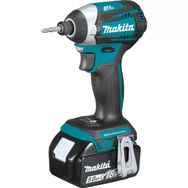 Makita 18-Volt LXT Lithium-Ion Brushless Cordless Quick-Shift Mode 3-Speed Impact Driver with (2) Batteries 5.0Ah, Hard Case