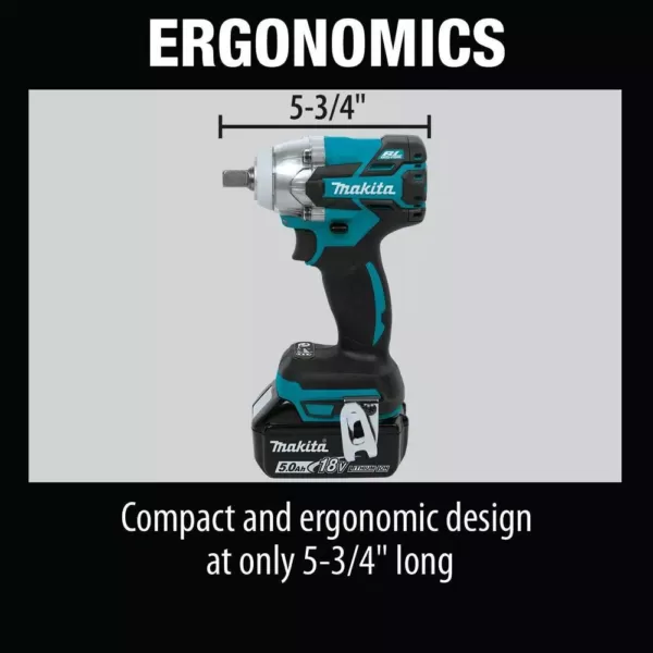 Makita 18-Volt LXT Compact Brushless 1/2 in. 3-Speed Impact Wrench Kit with bonus 18-Volt LXT Cordless L.E.D. Flashlight