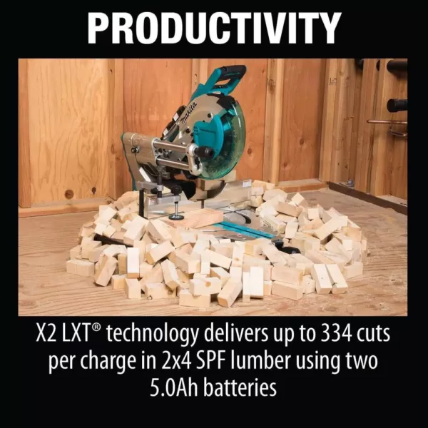 Makita 18-Volt Lithium-Ion Brushless Cordless 10 in. Dual-Bevel Sliding Compound Miter Saw and Compact Folding Miter Saw Stand