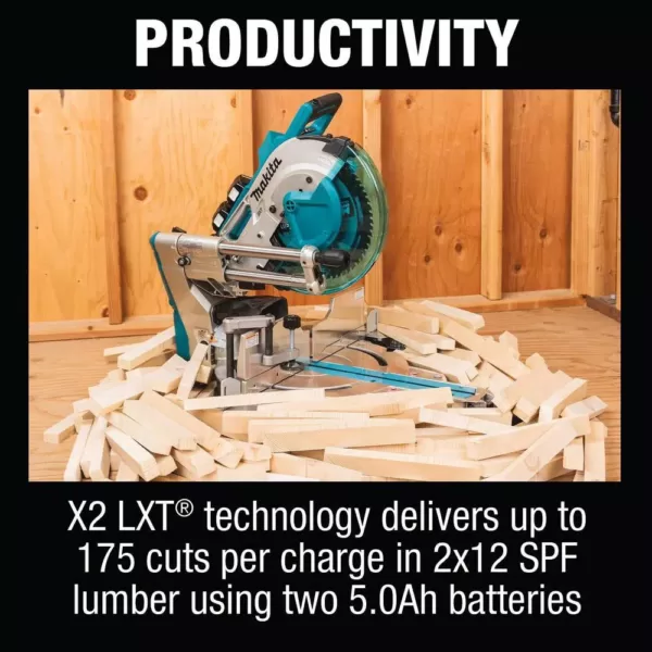 Makita 18V X2 LXT(36V) 12 in. Brushless Dual-Bevel Sliding Compound Miter Saw Kit 5.0Ah with bonus 18V LXT Jigsaw (Tool-Only)