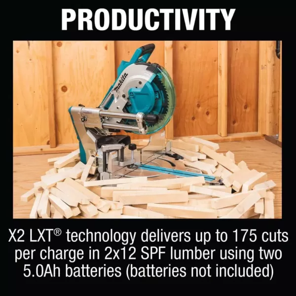 Makita 18-Volt X2 LXT Lithium-Ion (36-Volt) 12 in. Brushless Dual-Bevel Sliding Compound Miter Saw Kit AWS Capable 5.0 Ah