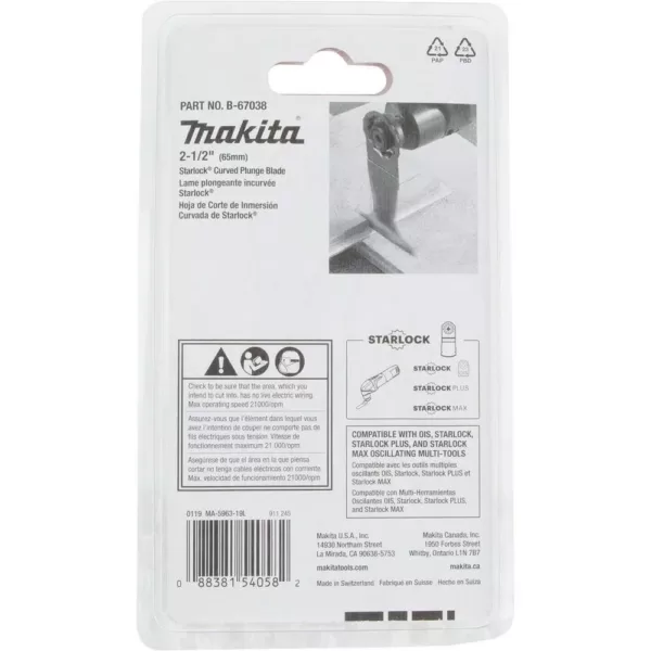 Makita 2-1/2 in. Starlock Curved Plunge Blade (BiM)