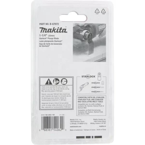 Makita 1-1/4 in. Starlock Plunge Blade (BiM), 14TPI