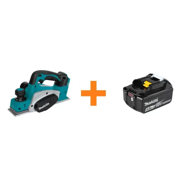 Makita 18V LXT Lithium-Ion Cordless 3-1/4 in. Planer, Tool Only with bonus 18-Volt 5.0Ah LXT Lithium-Ion Battery