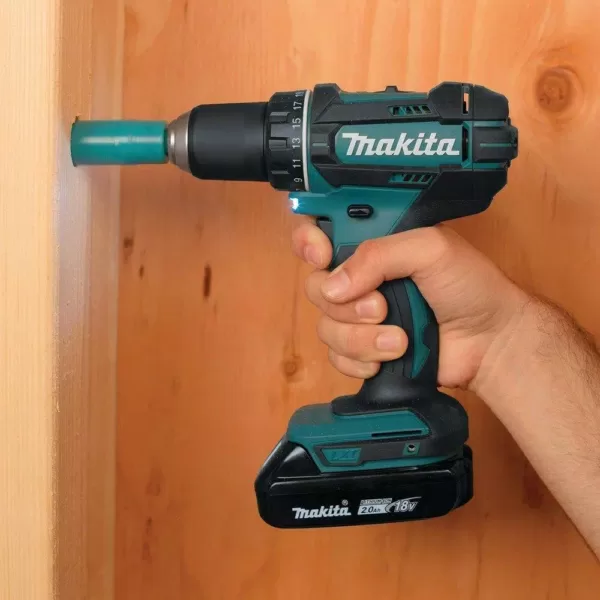 Makita 18-Volt LXT Lithium-Ion Cordless 1/2 in. XPT Drill/Driver Kit with Two 2.0 Ah Batteries Charger and Hard Case