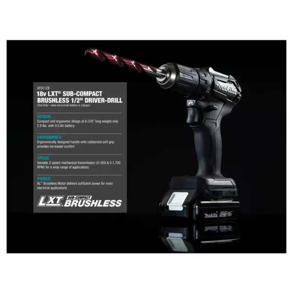 Makita 18-Volt LXT Lithium-Ion Sub-Compact Brushless Cordless 2-piece Combo Kit (Driver-Drill/ Impact Driver) 2.0Ah