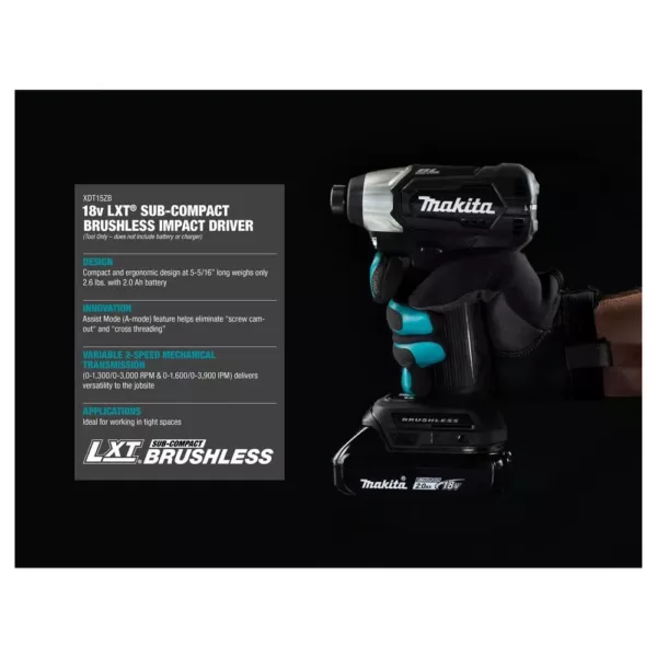 Makita 18-Volt LXT Sub-Compact Brushless Impact Driver, 11/16 in. Rotary Hammer and Recipro Saw with bonus 18V LXTStarter Pack