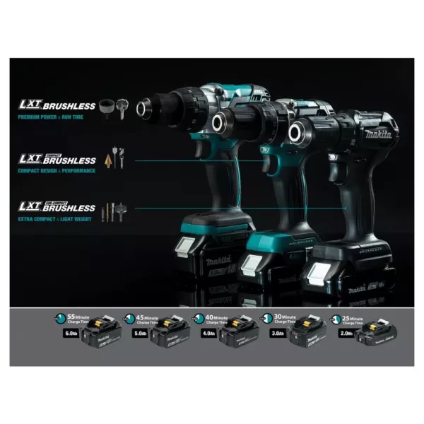 Makita 18V LXT Sub-Compact Brushless 1/2 in. Driver Drill, 11/16 in. Rotary Hammer & Recipro Saw w/ bonus 18V LXT Starter Pack