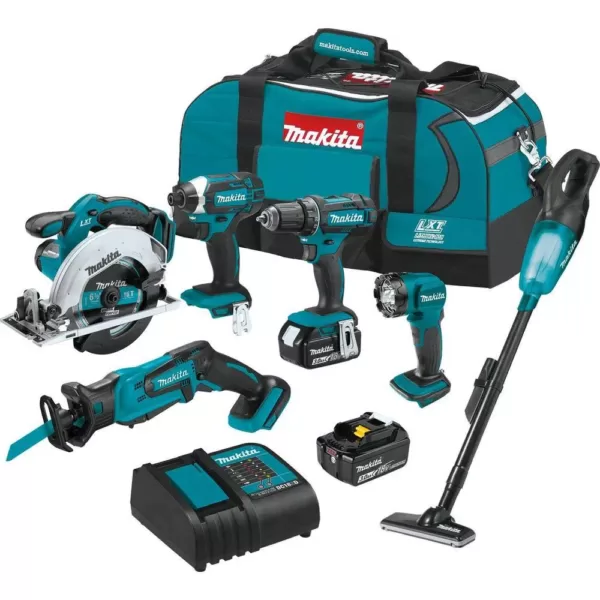 Makita 18-Volt Lithium-Ion Cordless 6-Piece Kit (Drill-Driver/ Impact Driver/ Circular Saw/ Recipro Saw/ Vacuum/ Light) 3.0Ah