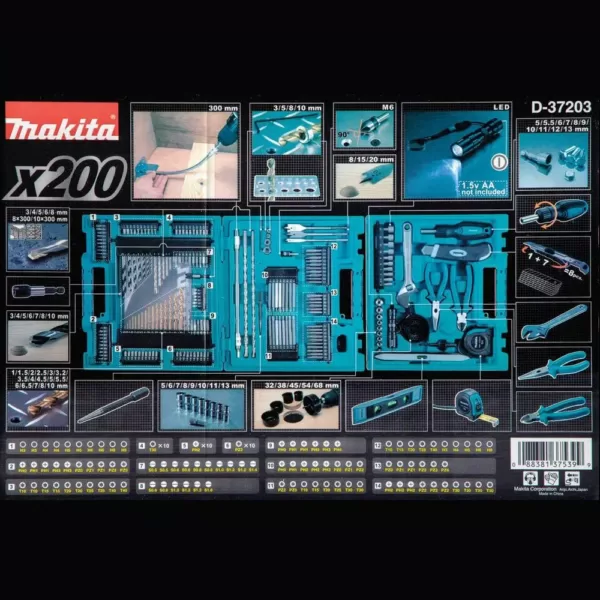 Makita Metric Bit and Hand Tool Set (200-Piece)