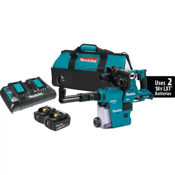 Makita 18-Volt X2 LXT 36-Volt 1-1/8 in. Brushless Cordless AVT Rotary Hammer Kit with HEPA Dust Extractor 5.0 Ah