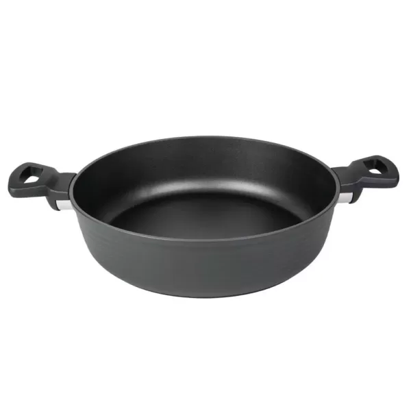 MasterPan Modern Series 5 qt. Cast Aluminum Nonstick Saute Pan in Black with Glass Lid