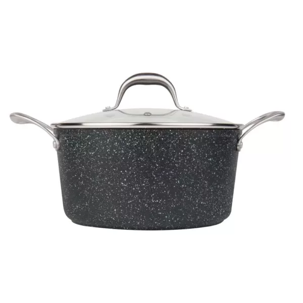 MasterPan Granite Ultra 5 qt. Cast Aluminum Nonstick Stock Pot in Black with Glass Lid