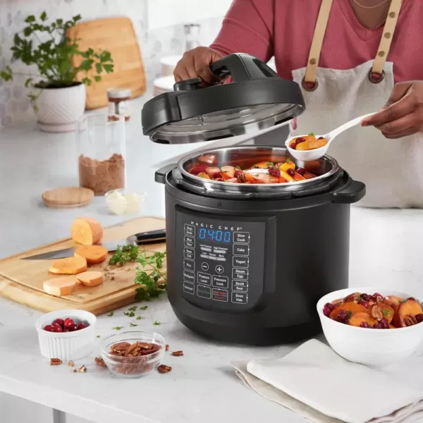 Magic Chef 9-in-1 6 Qt. Matte Black Electric Multi-Cooker with Recipe Book