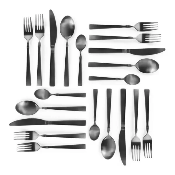 MegaChef Cravat 20-Piece Matte Black Flatware Utensil Set, 18/10 Stainless Steel Silverware Metal (Service for 4)