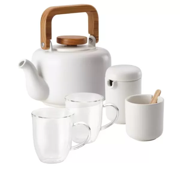 BonJour Coffee and Tea Teapot Set, 5-Piece, Matte White