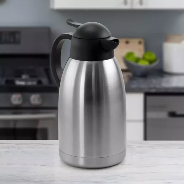 MegaChef 67.6 fl. oz. Stainless Steel Thermal Carafe with Black LID