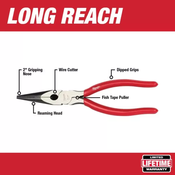 Milwaukee 8 in. Dipped Grip Long Nose Pliers