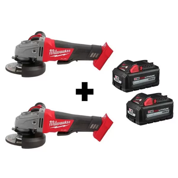 Milwaukee M18 FUEL 18-Volt 4-1/2 in./5 in. Lithium-Ion Brushless Cordless Grinder with Paddle Switch (2-Tool) with Batteries