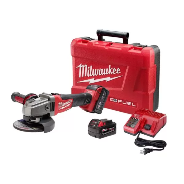 Milwaukee M18 FUEL 18-Volt Lithium-Ion Brushless Cordless 4-1/2 in./5 in. Grinder with Slide Switch Kit with Two 5.0Ah Batteries