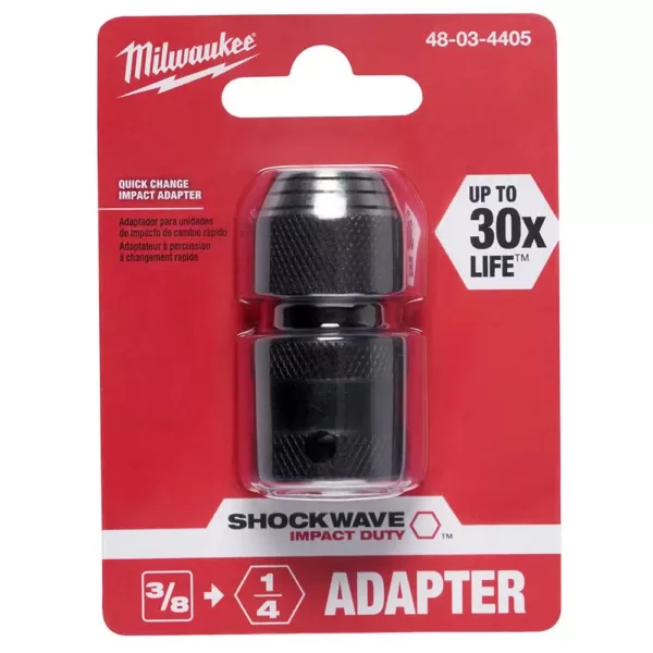 Milwaukee 3/8 in. Square x 1/4 in. Hex Shockwave Impact Adapter