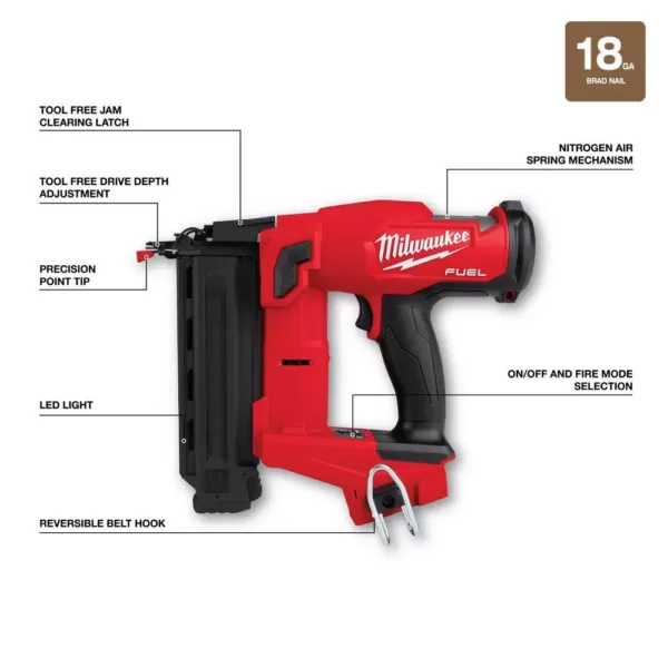 Milwaukee M18 FUEL 18-Volt Lithium-Ion Brushless Gen II 18-Gauge Cordless Brad Nailer/Jig SawithRouter Combo Kit (3-Tool)