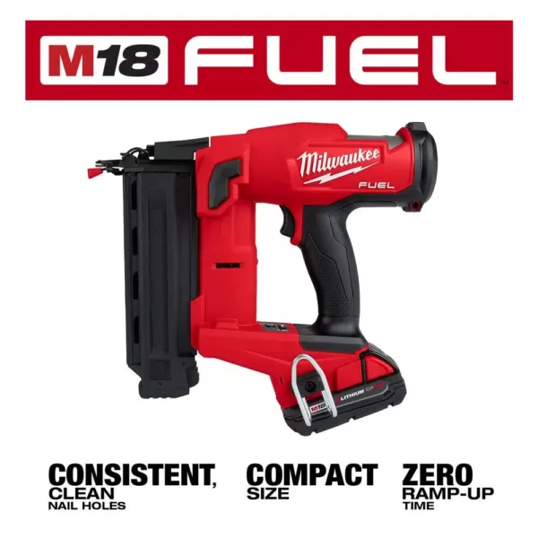 Milwaukee M18 FUEL 18-Volt 18-Gauge Lithium-Ion Brushless Cordless Gen II Brad Nailer and Clear Performance Safety Glasses