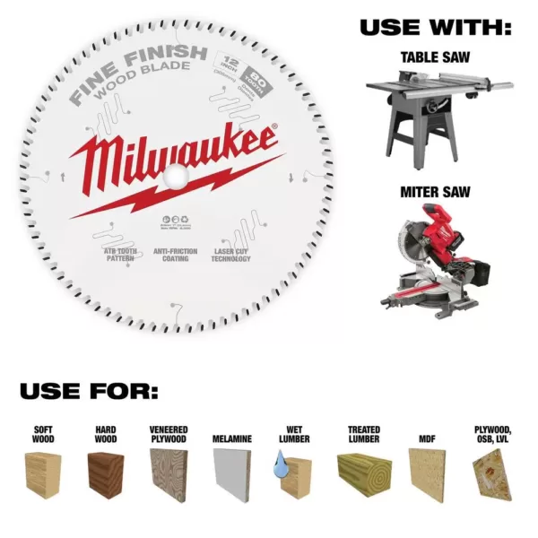 Milwaukee 12 in. x 80-Tooth Fine Finish Circular Saw Blade