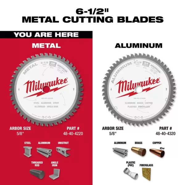 Milwaukee 6-1/2 in. x 48 Carbide Teeth Metal Cutting Circular Saw Blade