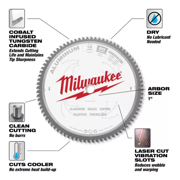 Milwaukee 12 in. x 80 Carbide Teeth Aluminum Cutting Circular Saw Blade