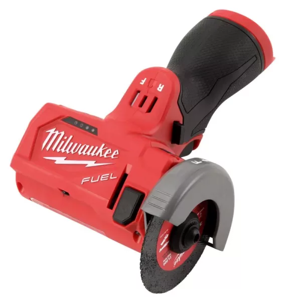 Milwaukee M12 FUEL 12-Volt 3 in. Lithium-Ion Brushless Cordless Cut Off Saw Kit W/ M12 3/8 in. Ratchet