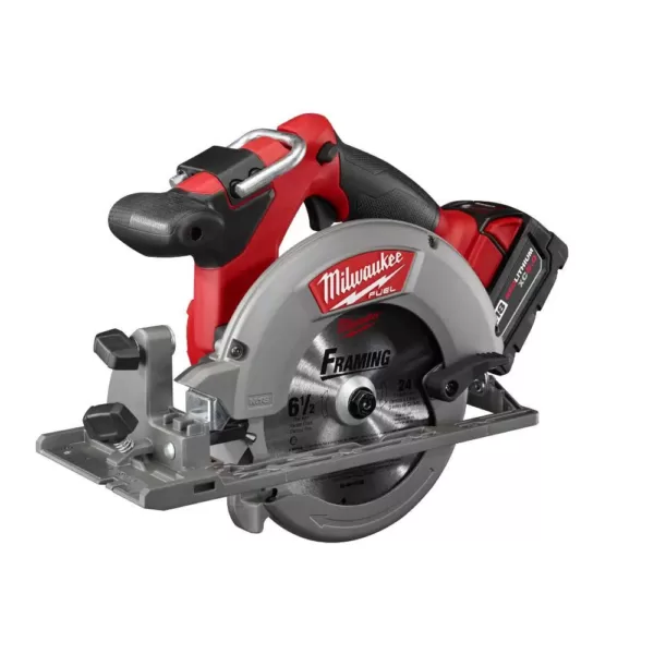 Milwaukee M18 FUEL 18-Volt Lithium-Ion Brushless Cordless 6-1/2 in. Circular Saw Kit with One 5.0 Ah Battery, Charger, Tool Bag