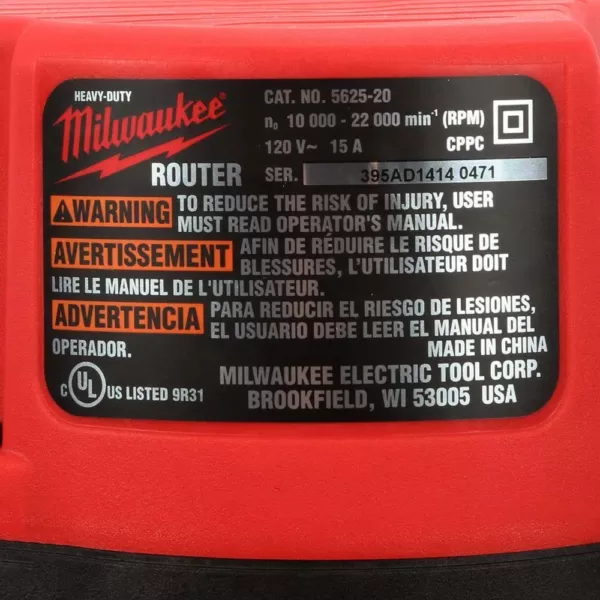 Milwaukee 3-1/2 Max HP Fixed-Base Production Router