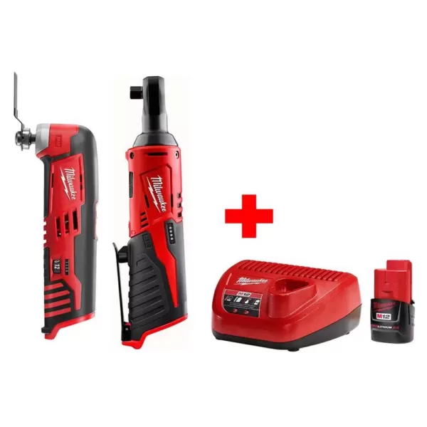 Milwaukee M12 12-Volt Lithium-Ion Cordless 3/8 in. Ratchet Multi-Tool Combo Kit with (1) 2.0Ah Battery and Charger