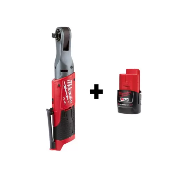 Milwaukee M12 FUEL 12-Volt Lithium-Ion Brushless Cordless 3/8 in. Ratchet with M12 2.0Ah Battery