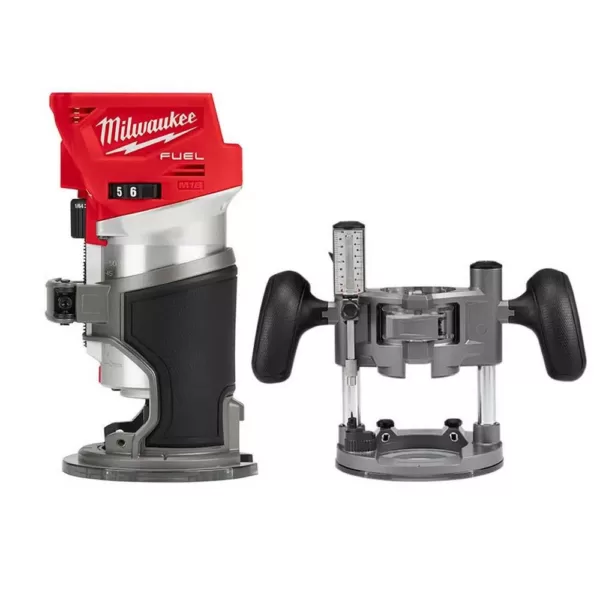 Milwaukee M18 FUEL 18-Volt Lithium-Ion Brushless Cordless Compact Router w/ Compact Router Plunge Base