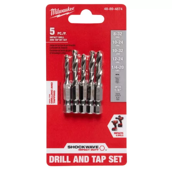 Milwaukee SHOCKWAVE SAE Steel Drill Tap Set (5-Piece)